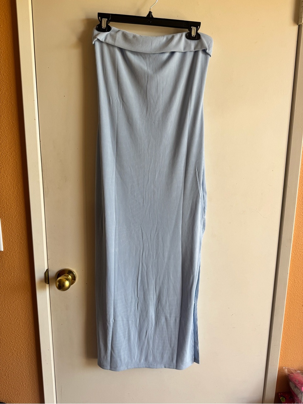 Light Blue Women's Lined Maxi Skirt. Size S